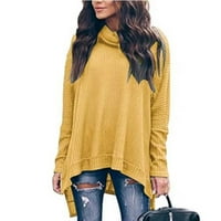 Turtleneck s dugim rukavima Čvrsti bluze Ženske vrhove ljetne žute veličine l