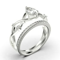 BOHO & HIPPIE 1. Karatni kruški rez dijamantski moissanite jedinstveni zaručnički prsten, vjenčani prsten,