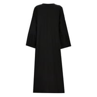 Dame Formalno haljina Čvrsta boja V-izrez Dugi rukav Sundress Jesen New Laice Black French French Rođendanske