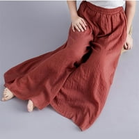Široka pant za noge za žene Flowy elastične struke kapri hlače lagane lagane casual pantalone
