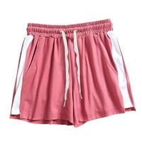 Yinguo ženske kratke hlače za ženske kratke hlače koji rade visoki zvezni zrak sa džepovima crveni s