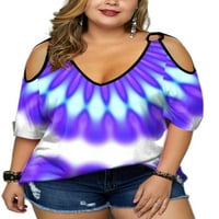 Plus veličina Ženska majica V-izrez Hladno rame Ležerne prilike Tuničke vrhove bluza Tee