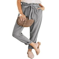 Paille dame sa džepovima vrećaste pantalone labave fit svakodnevne pantalone za nošenje ravne noge Ljeto