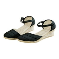 Ženske platforme sandale gležnjače Espadrilles Wedge Sandale Ljeto zatvorene nožne pete crna 5,5