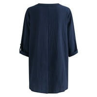 GUBOTARE košulje za žene Ženske majice s dugim rukavima V izrez labav fit meko vafle pletene termalne