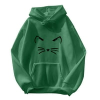 Košulje za žene Grafički SWEA džepni vučni kapuljač Dugih rukava CAT Print Top Thirste Žene