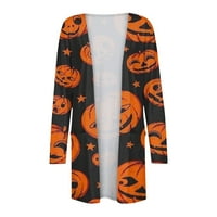 Duks Halloween Stalni odjeća s dugim rukavima Žene Retro tiskana i tanka gornja lagana jakna Cardigan
