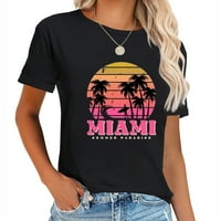 Moderna majica kratkih rukava za žene - Tema na plaži Miami