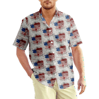 4. jula muška havajska majica USA Nacionalna zastava grafički otisci šumski majica ovratnik 3D print