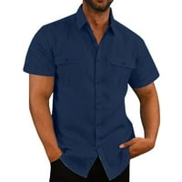 pxiakgy muške košulje muške ležerne košulje sa dvostrukim džepom kratkih rukava Elegantna isključivanje