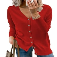 Avamo ženski džemper s dugim rukavima Gumb za kardigan u boji dolje Basic Knit vrhovi V izrez Torba