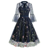 Aherbiu Ženske vintage haljine mrežaste rukav Butterfly vez za vez od rubfffle slatke 1950-ih haljine za žene