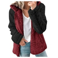 Pyju ženska zimska jakna od runa na klirensu, boja blok patchwork casual sherpa kaput dugih rukava s