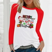Ženske majice Božićne tiskane O-izrez s dugim rukavima slatka svakodnevna casual labavi vrhovi praznične majice