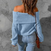 Riforla ženska jesen i zima labav ležerna modna boja čvrsta boja s džemper za ramena Ženski pulover