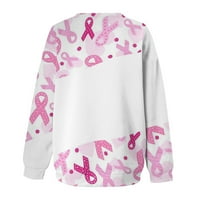 Košulja za prikupljanje za žene za žene ružičasta majica raka dojke za žene s dugim rukavima Crewneck