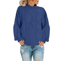 Ženski prevelizirani dugi rukav Ležerni pleteni pleteni džemper dame debele linije polumarkeni džemper