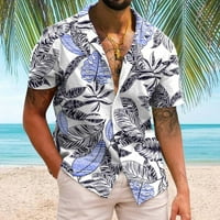 Ležerni muškarci Košulje tropskog odmora od ispisanog kratkog rukava Classic Button dolje Spring Summer