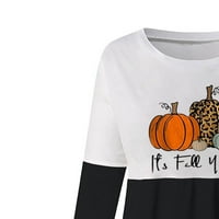 Zkozptok Ženska skrovska majica Crewneck Retro pulover Grafički ispis Patchwork košulje Spring Fall Tops, Crna, M