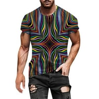 Penkaiy Muška modna majica od dekolta 3D 3D štampanje uzorak kratkih rukava s majicama s više rukava