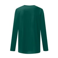 Cuoff bluze za žene moda plus veličina casual dugih rukava okrugla gradijentna majica sa džepovima Ženske