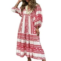 Leuncero dame tunika haljina cvjetnih print maxi haljine Vintage sundress ženska ležerna boemska prugasta