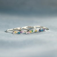 Toyella Sterling srebrna proba dijamantna prstena zlatna boja pet dijamanata 9