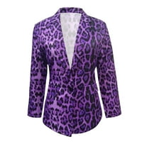 Miayilima Purple Cardigan za ženske ležerne leopard Ispiši jedno dugme LEAL LEGHLEVE Slim odijelo TEMPAMENT