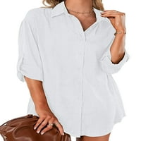 Seksi ples žene vrhove gumb dolje majica rever izrez bluza Moderan tunika majica Holiday White l