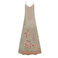 Drindf duge haljine za žene V izrez Halter Tunika Duga haljina labavi Slim Fit Sunkess Elegant cvjetni