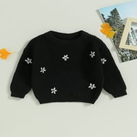 Jaweiwi Baby Kids Dječji džemper, 2T 3T 4T 5T Cvijet s dugim rukavima Cvijet Zima topli pleteni pulover