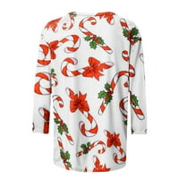 Viadha božićne košulje za žene modne tiskane labave majice rukave bluza okrugli vrat casual vrhovi labavi