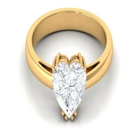 Žene CT Moissnitni solitaire prsten, prsten u obliku moissanita u obliku srca, 14k žuto zlato, US 3,50