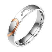 Keusn nakit Jednostavna pola breskve u obliku srca u obliku od nehrđajućeg čelika za žrebu, titanijum čelični par Veličina prstena W