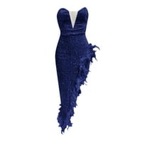 Floral Maxi haljina TUBE TOP BACKLE BESPLATNA SIDE SLIT DRESING BRINDEMAD DRESS BLUE S