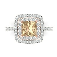 2. CT Sjajna princeza Clear Simulirani dijamant 18k bijeli ružni zlatni halo pasijans sa Accenting prstenom