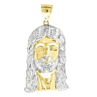 10k dva tona zlatna unise Teksturirani Isus Krist vjerski šarm Privjesak ogrlica mjeri 62.8x široki