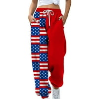 Crvene vrećaste dukseve Ženska casual Sportska visoka struka Lood Wide noga čipke hlače Joggers Women