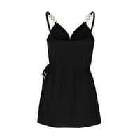 Aoksee Ljetne haljine za ženske haljine za plažu Poklopac Boho cvjetni ispis Mini haljina, crna