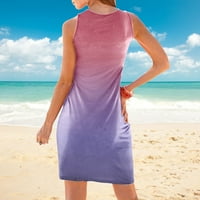 Žene pogodne ljetna haljina okrugla vrata bez rukava bez rukava na plaži haljina za plažu, modna labava