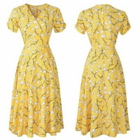 Luiyenes V-izrez cvjetni rukav print plaža haljina za žene kratke povremene ženske haljine