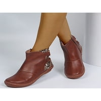 Zodanni Ženske čizme ravne kožne bočne cipele Zip Boots Ženske kratki čizme Rad protiv klizanja okruglog