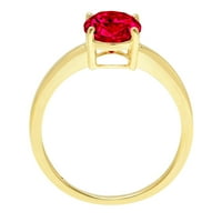 2. CT sjajan ovalni rez simulirani ruby ​​14k žuti zlatni pasijans prsten sz 9.25