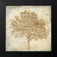 Allen, Kimberly crni moderni uokvireni muzej umjetnički print pod nazivom - Tree Silhouette Gold Craft