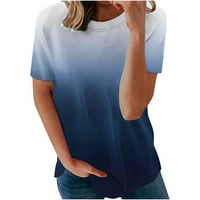Ženski vrhovi bluza Grafički printira kratki rukav modne žene T-majice Crew vrat ljetni tunik Tee plave