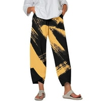 Udobne pantalone za žene široke noge Capris ženske ljetne obrezane hlače plaža elastična struka vrećaste