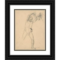 Ózef Simmler Black Ornate Wood Framed Double Matted Museum Art Print pod nazivom - Nude skica do pogubljenika