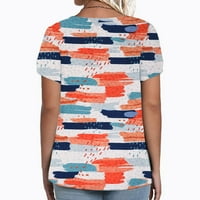Striped cvjetni plus veličine za žene Ljeto V izrez Petal kratki rukav majice Ležerne prilike labave