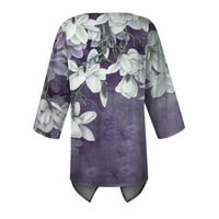 SHOMPORT Ljetni putni rukav za žene Trendi cvjetni ispisani bluzovi Dressy majice Tees