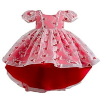 Glookwis Girls kratki rukav suncobransu casual ljetna haljina Sweet čipkani up princeze haljine posade